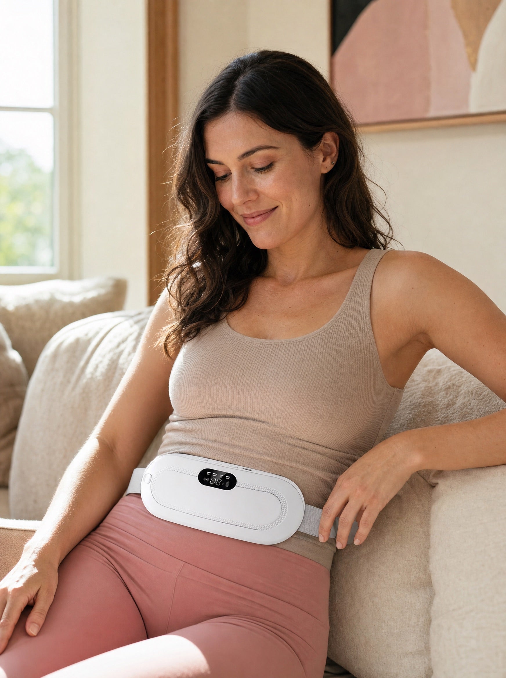 The Solace heat belt in white